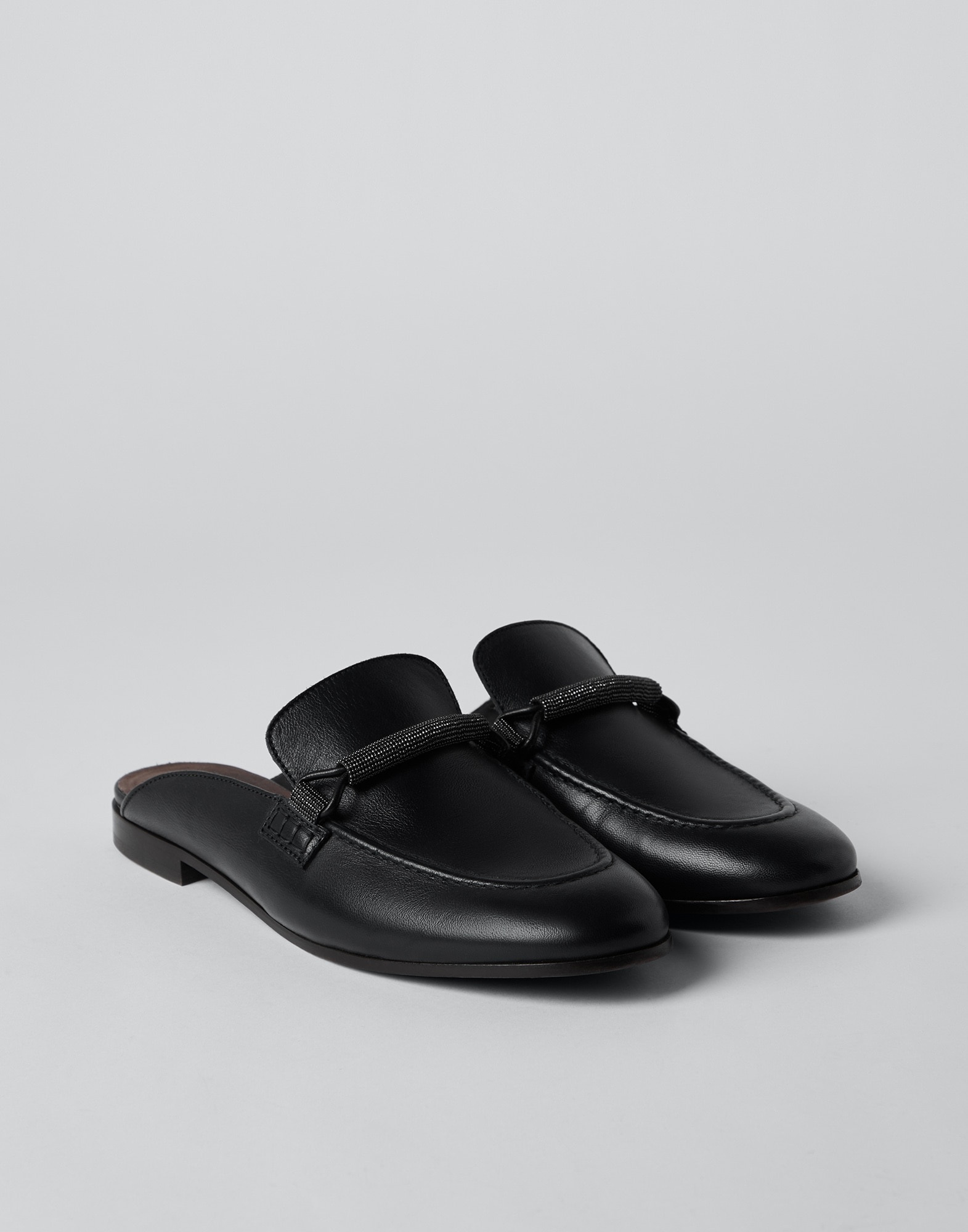 Soft nappa leather slip-on loafers with precious bar detail - 2