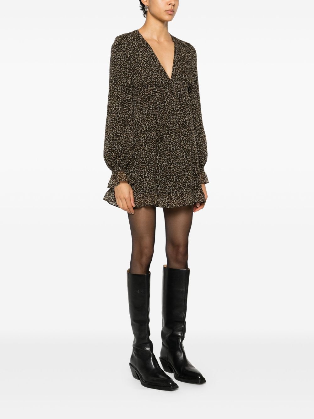 leopard-print short dress - 3