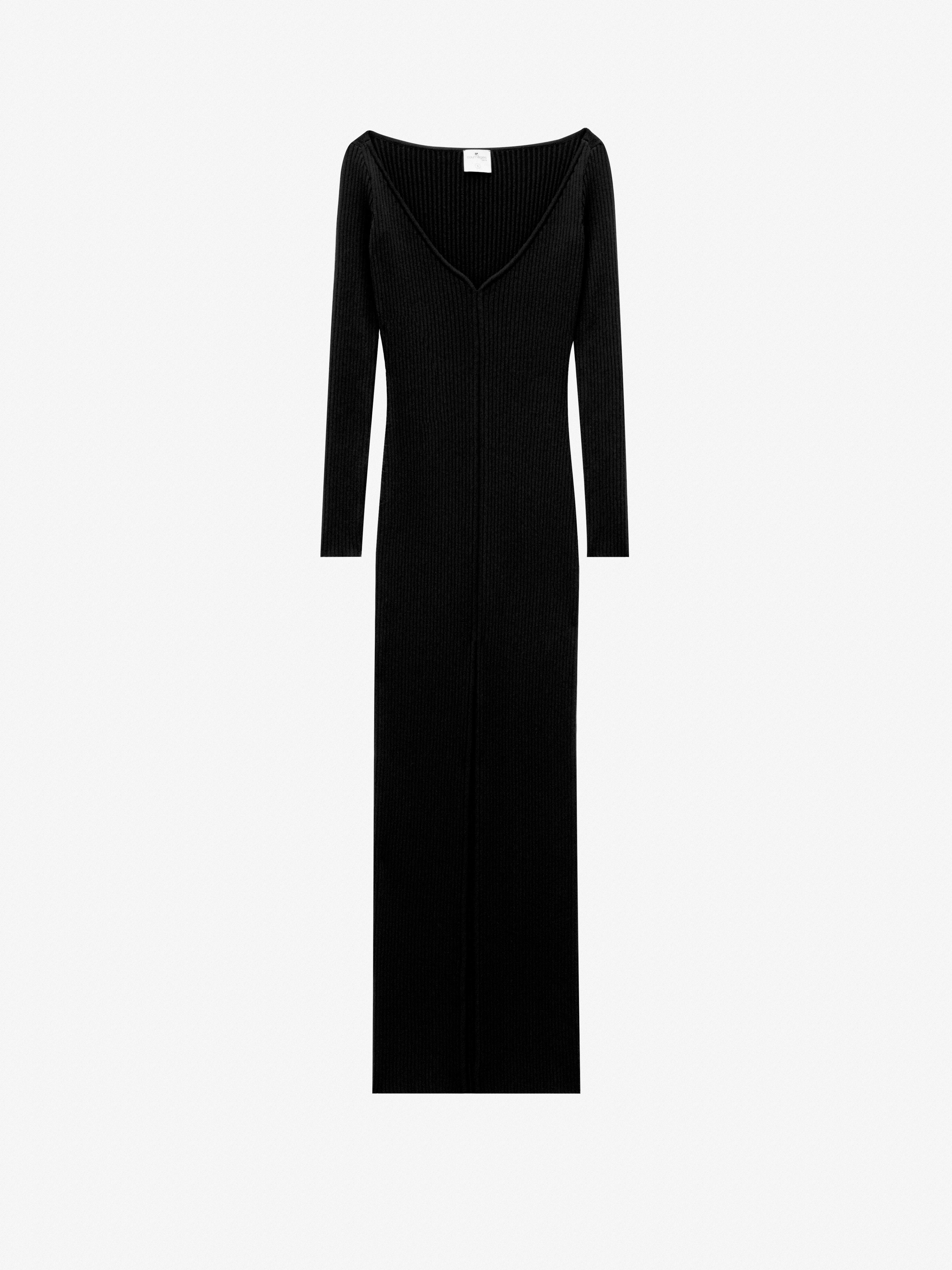 SWALLOW LONG RIB KNIT DRESS - 1