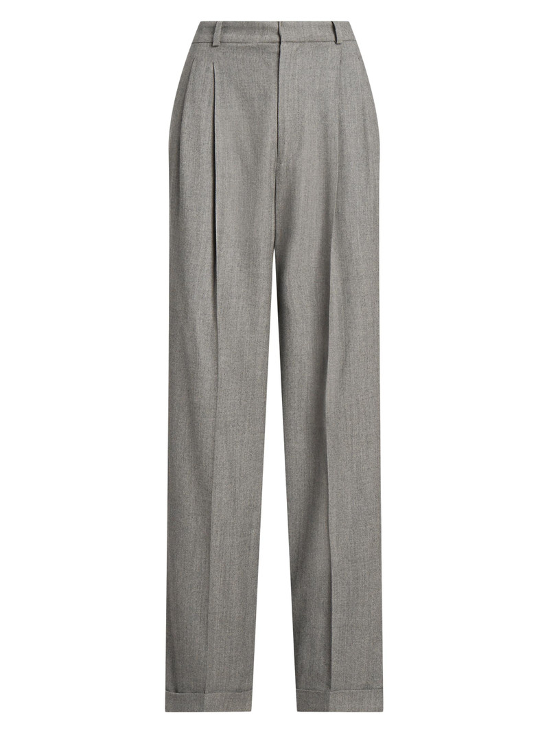 Women's Flannel ​Wool Straight-Leg Pants - Grey Melange 1