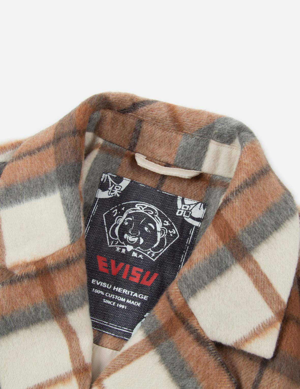 SEAGULL EMBROIDERY CHECKED WOOL-BLEND COAT - 9