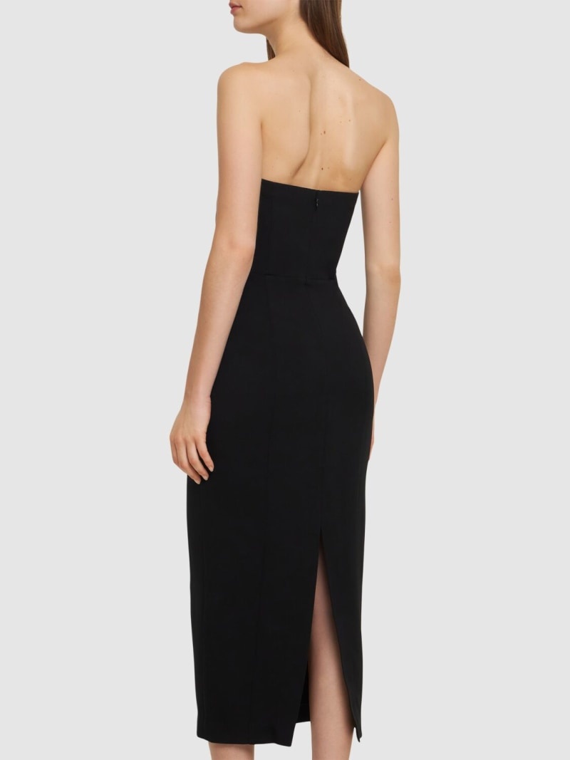 Strapless stretch wool & silk midi dress - 3