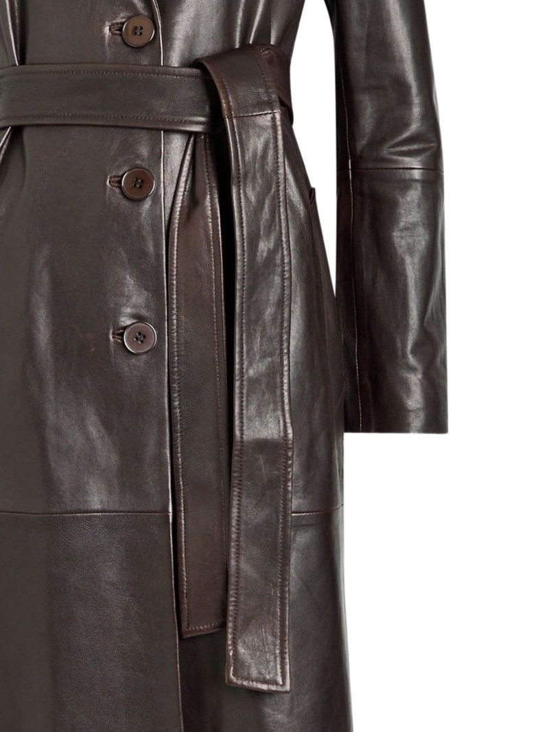 NOUR HAMMOUR Scarlett belted leather trench coat outlook