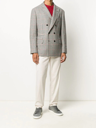 Brunello Cucinelli houndstooth double-breasted blazer outlook