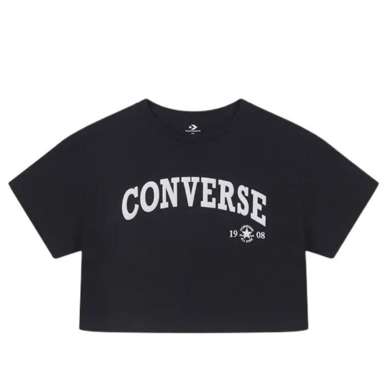 (WMNS) Converse Retro Chuck Cropped T-Shirt 'Black' 10026367-A02 - 1
