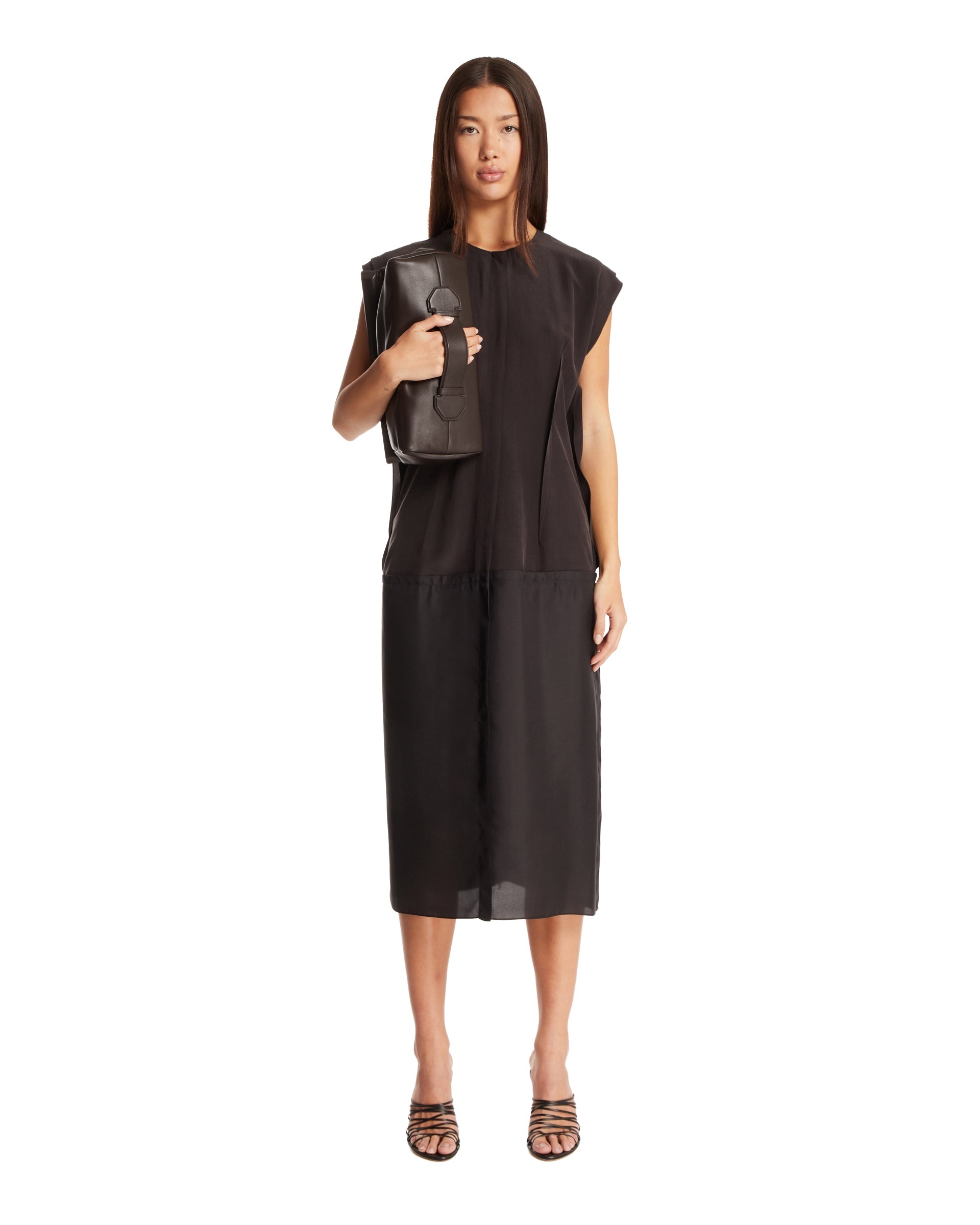 パーティードレス [The Row] Irena Dress in Viscose and Silk Irena Dress Brown in Viscose and Silk – The Row