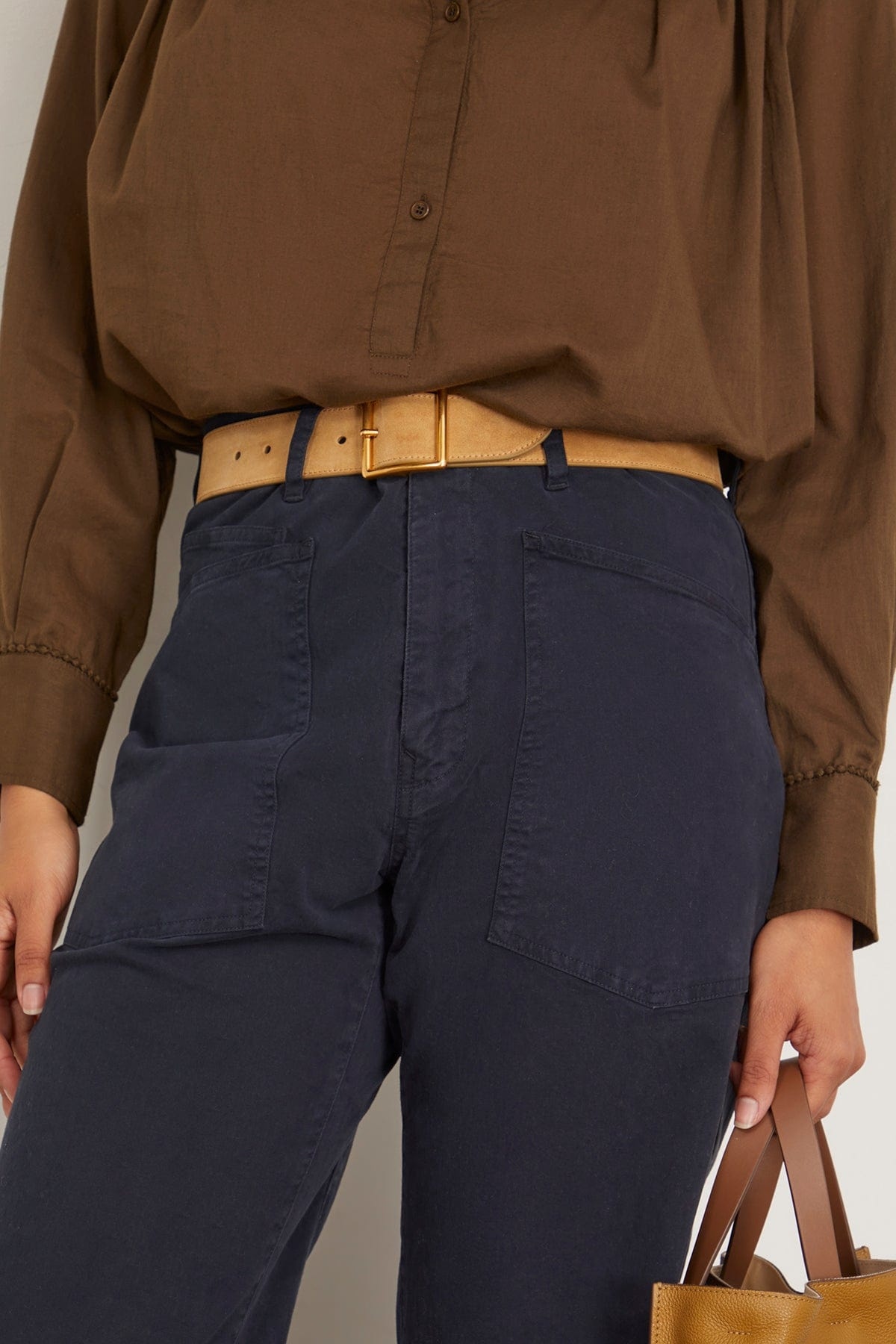 Marcela Belt in Khaki With Antique Gold - 2
