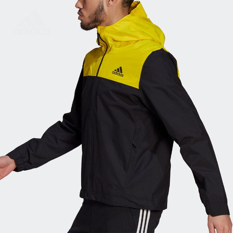 adidas Basic 3-Bandes Rain Ready Jacket 'Yellow Black' GM2165 - 5