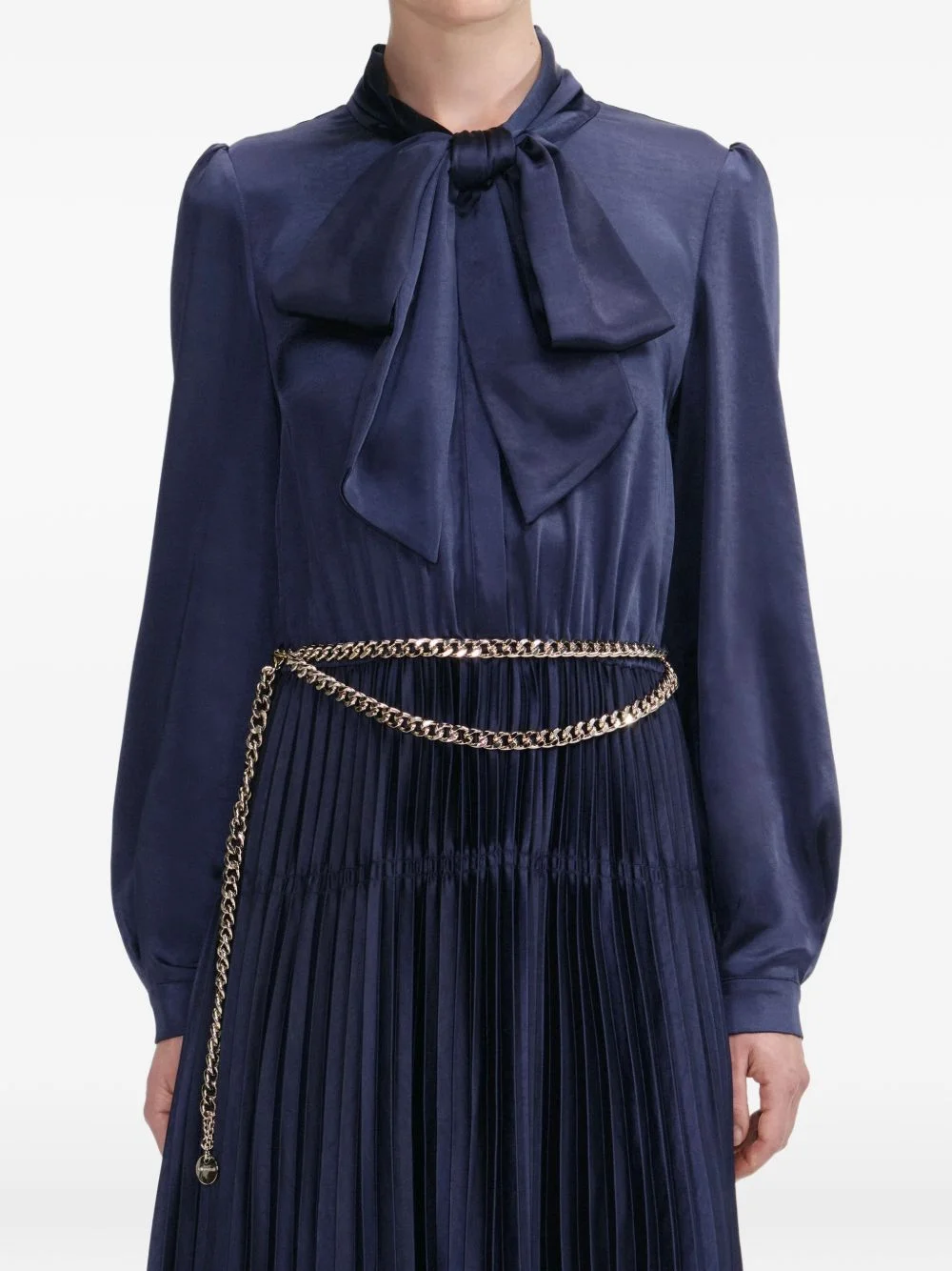 bow-embellishment pleated maxi dress - 1