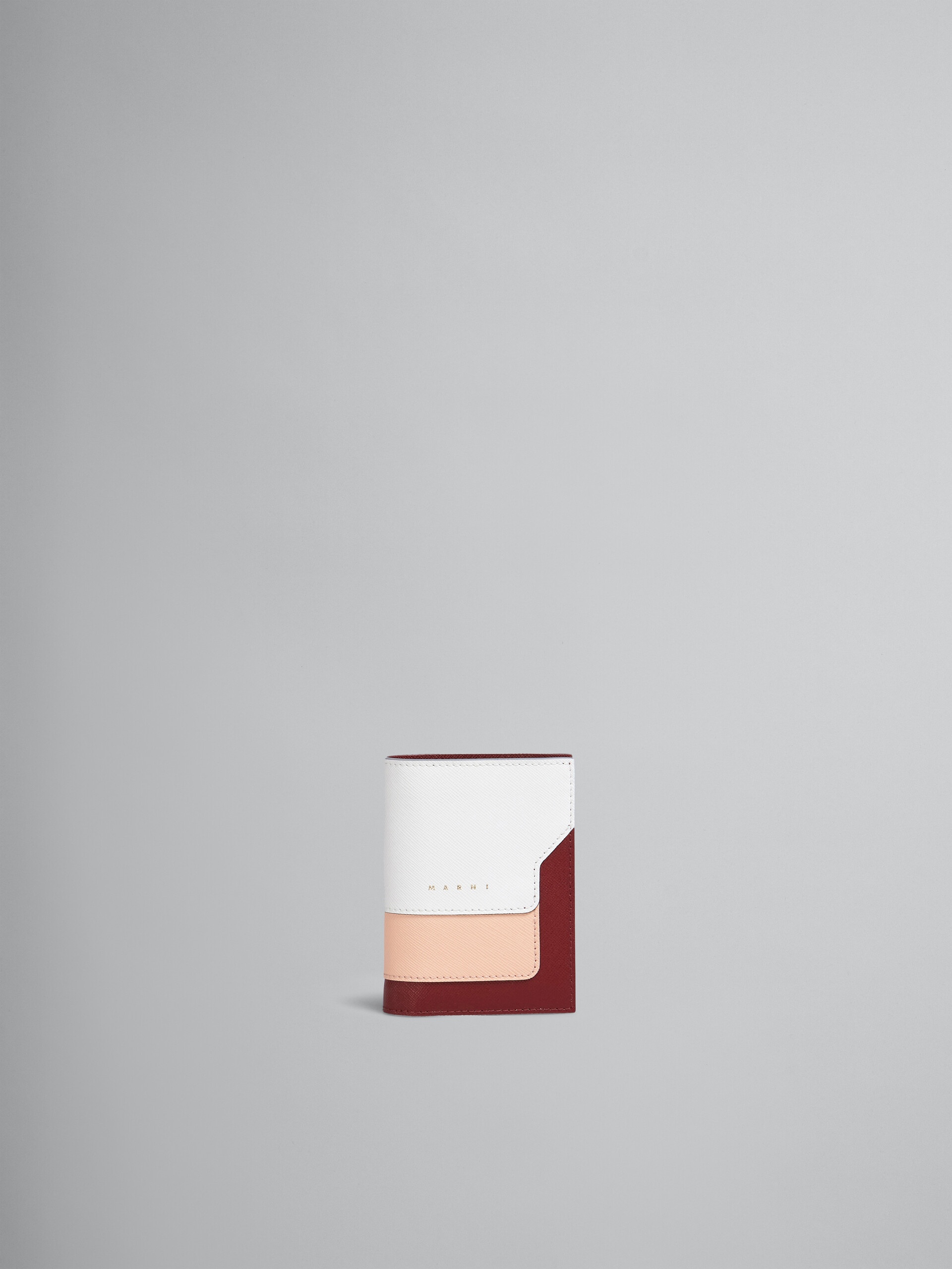 WHITE PINK AND RED SAFFIANO LEATHER BI-FOLD WALLET - 1