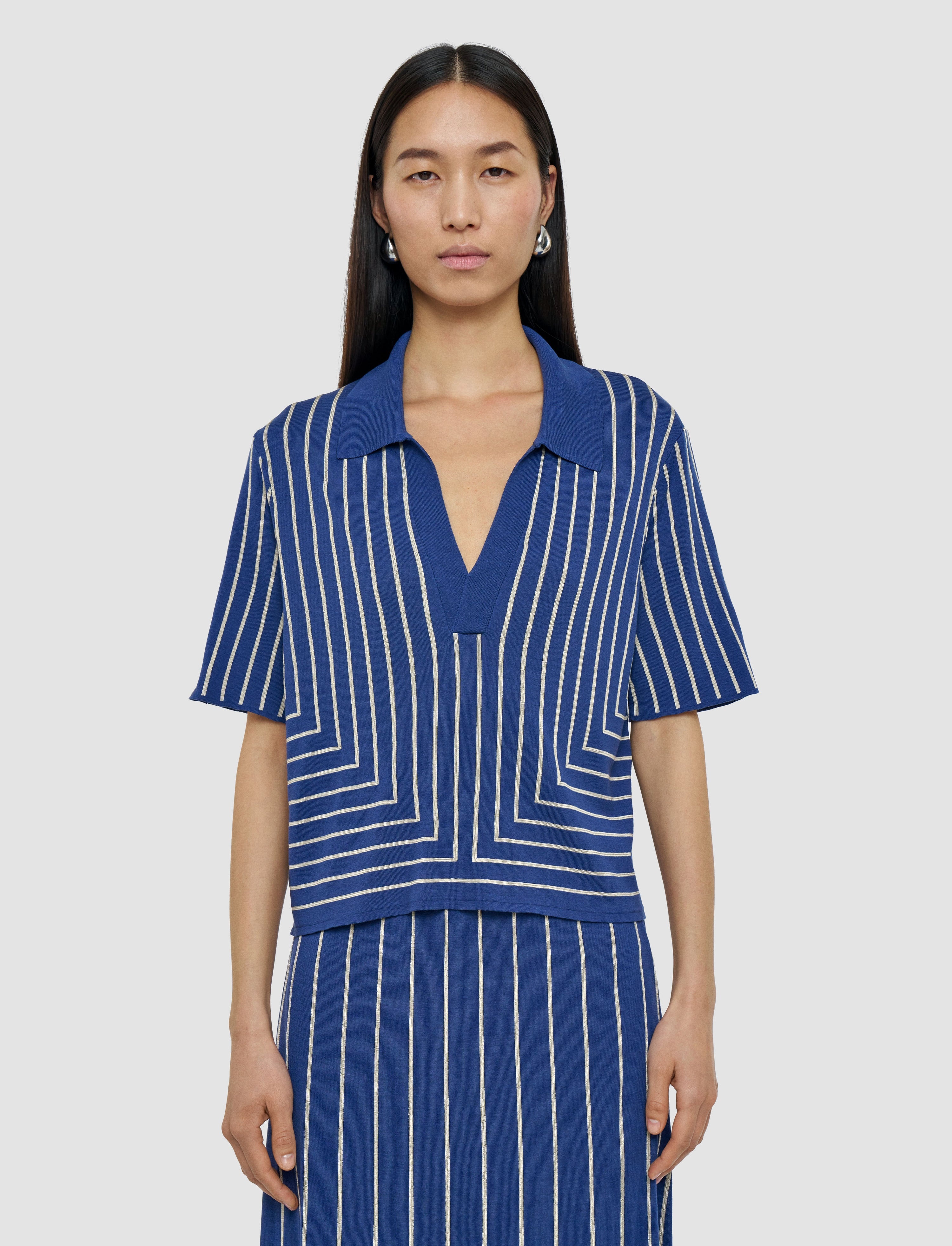 Geometric Jacquard Silk Blend Top - 3