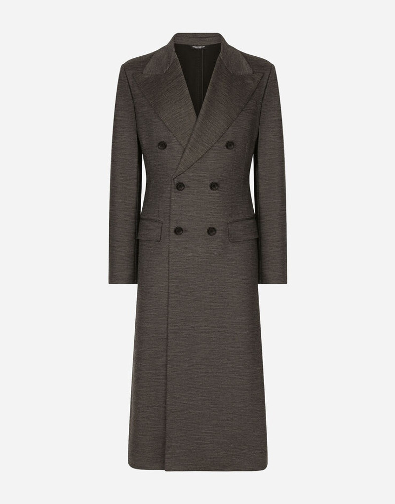 Double-breasted technical wool jersey coat 1