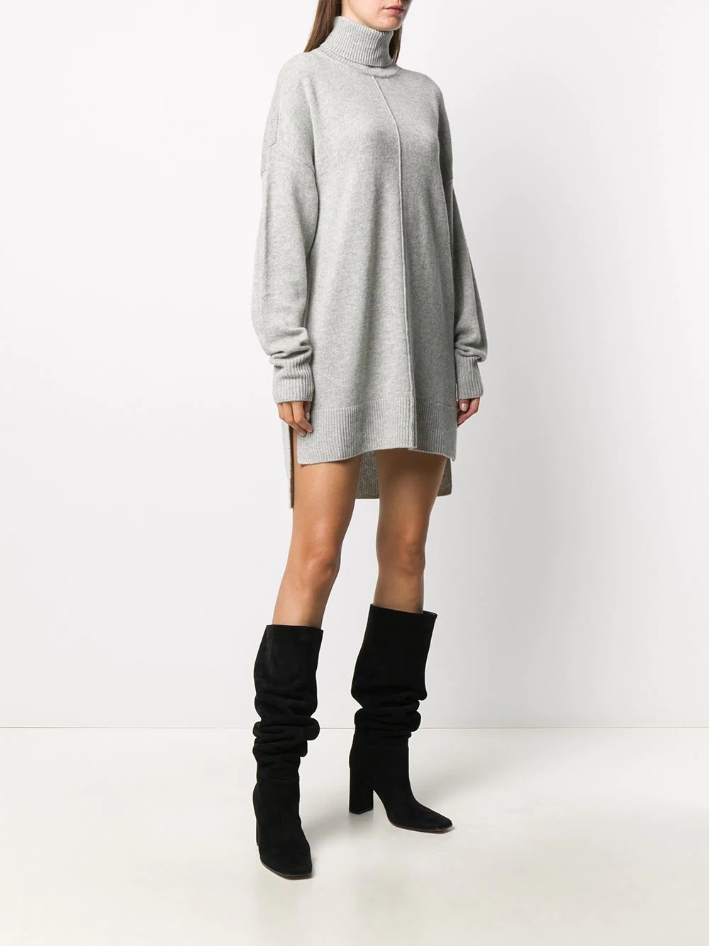 oversized roll-neck knitted dress - 3