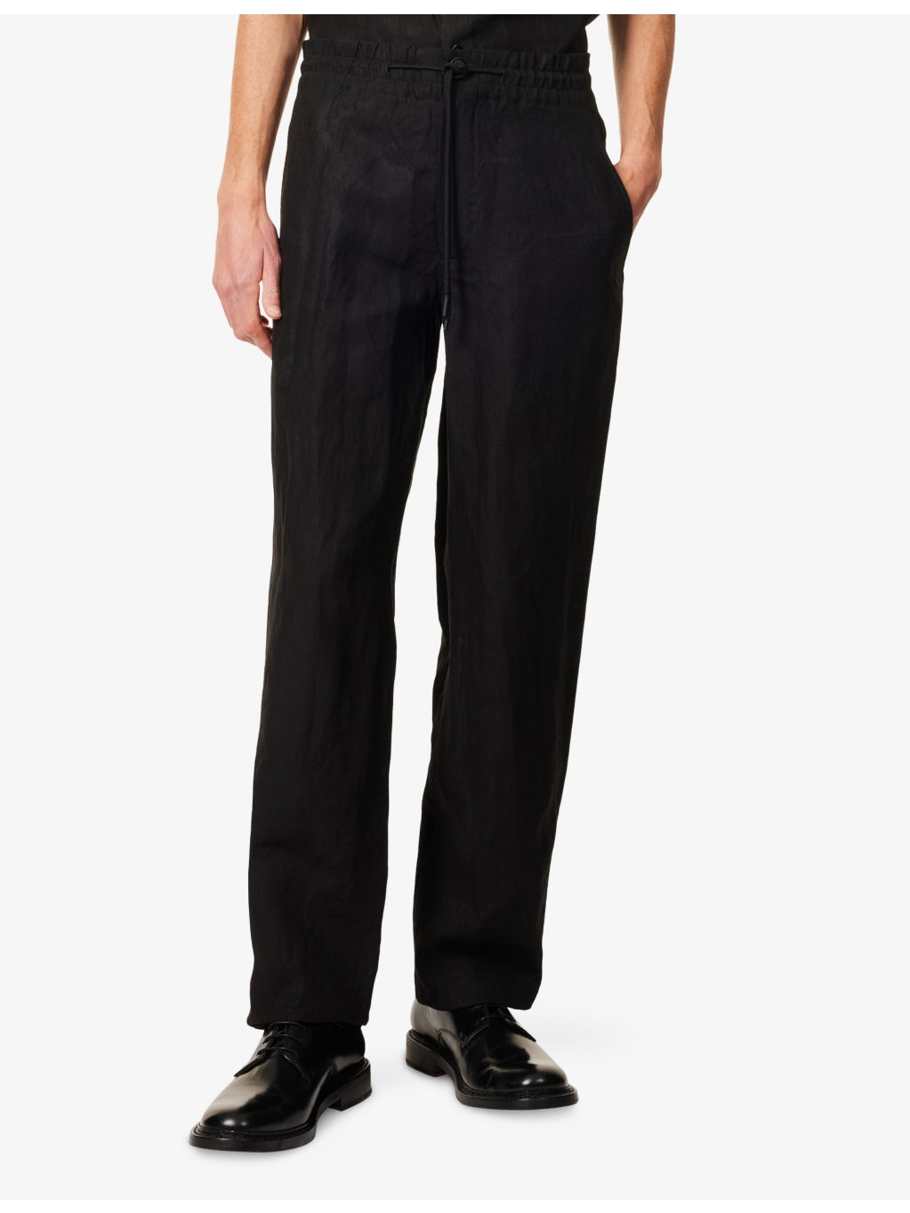 Straight-Leg Drawstring Linen Trousers - 3