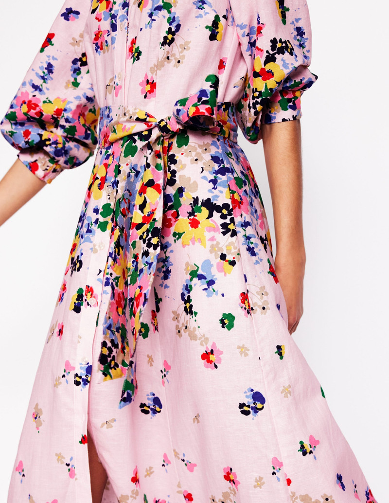 Clara Linen Blend Shirt Dress-Chalk Pink, Painterly Cluster 3