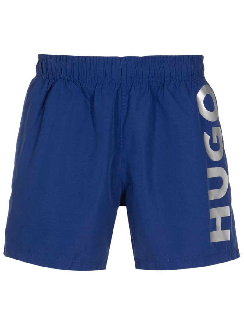 Abas metallic logo-print swim shorts 1