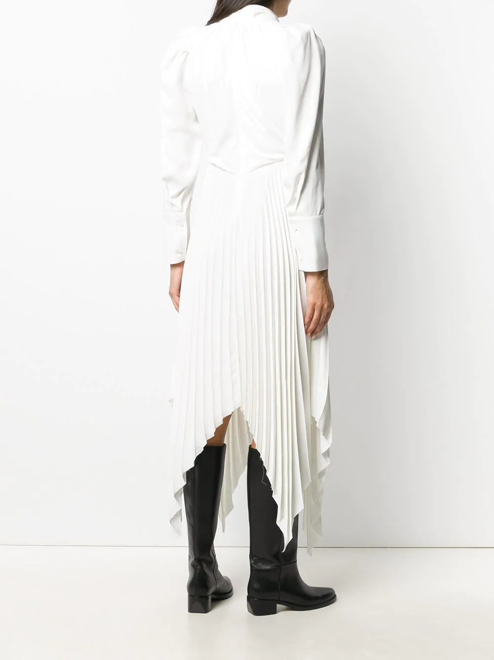 pleated long-sleeve dress - 4