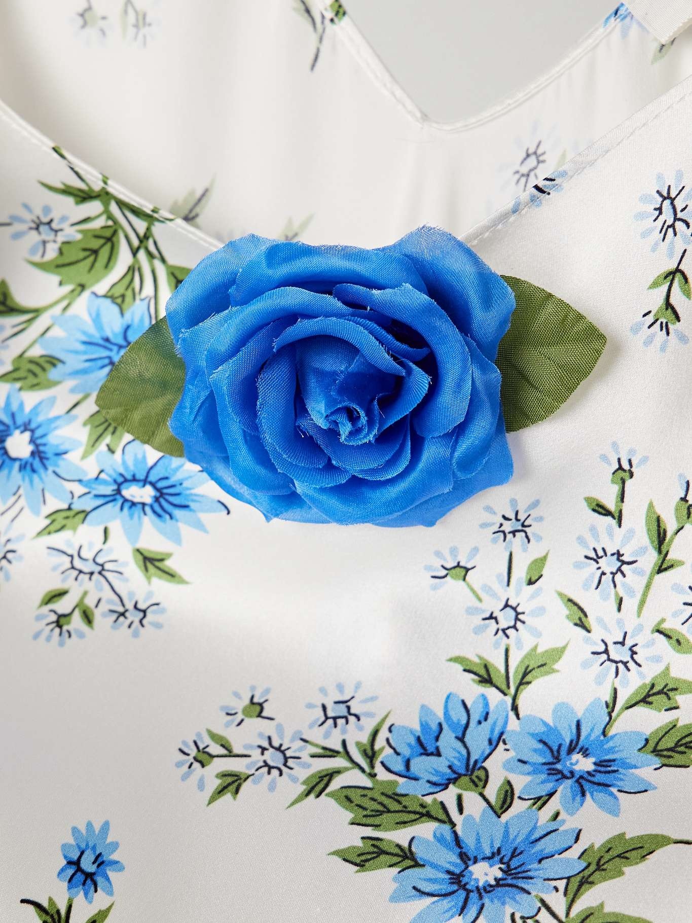Embellished floral-print silk-satin maxi dress Blue - 5