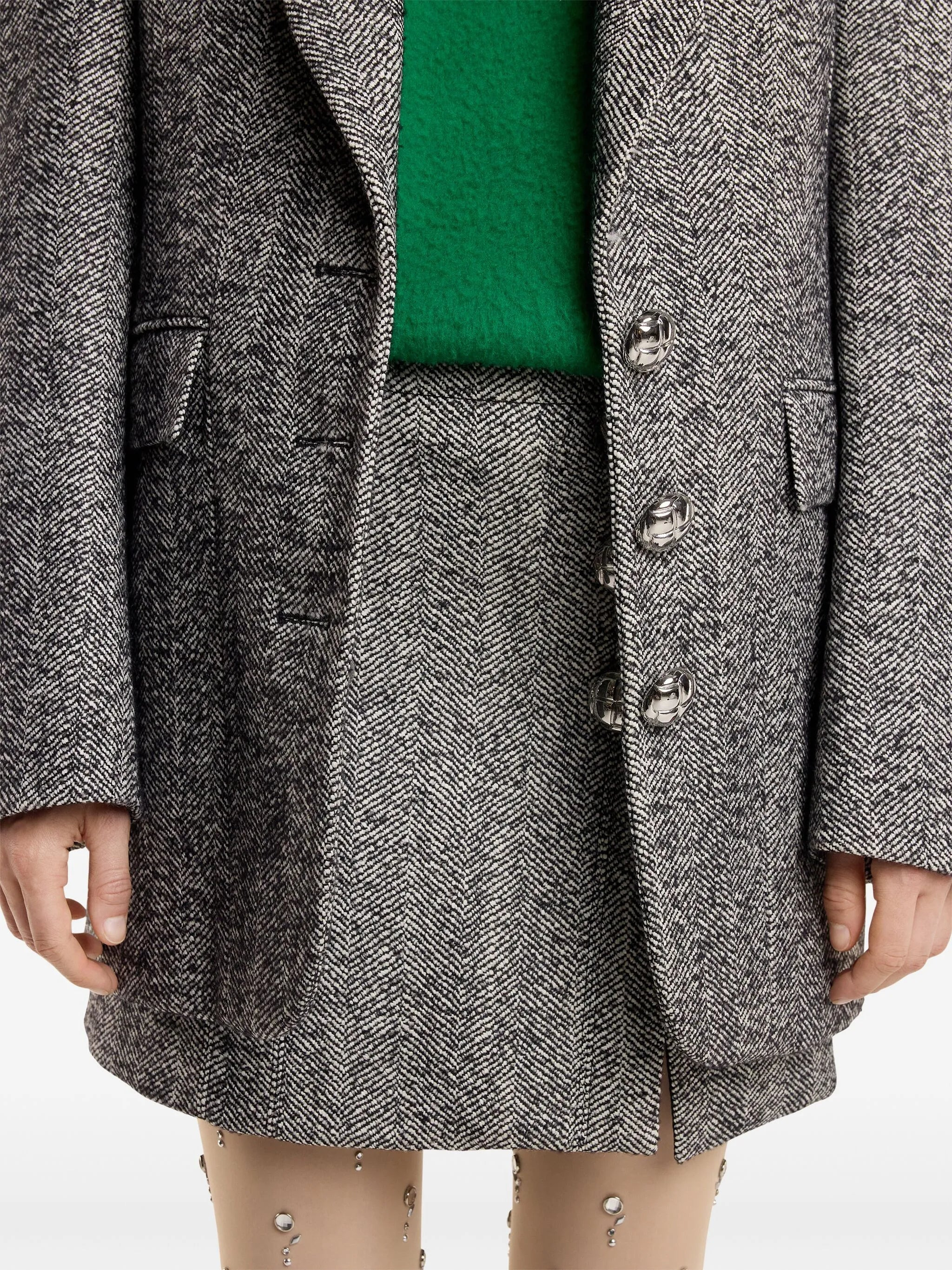 herringbone-pattern wool blazer - 6