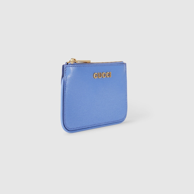 Zip key case with Gucci script 3