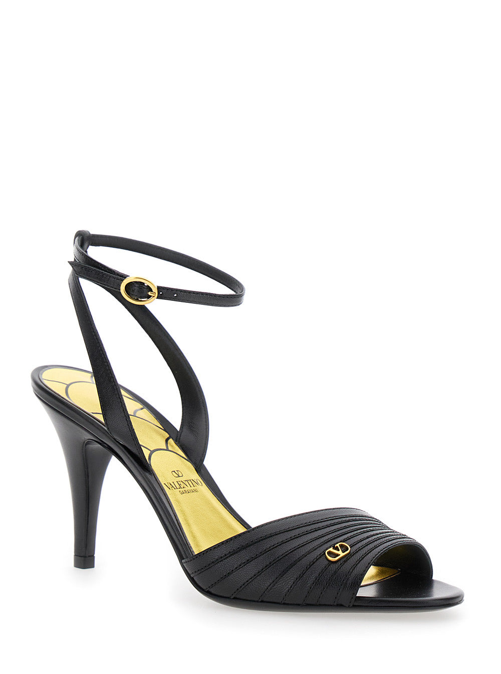 Valentino Garavani Women 'Ladycrush' Black Pumps With Vlogo On The Front And Ankle Closure In Leathe - 2