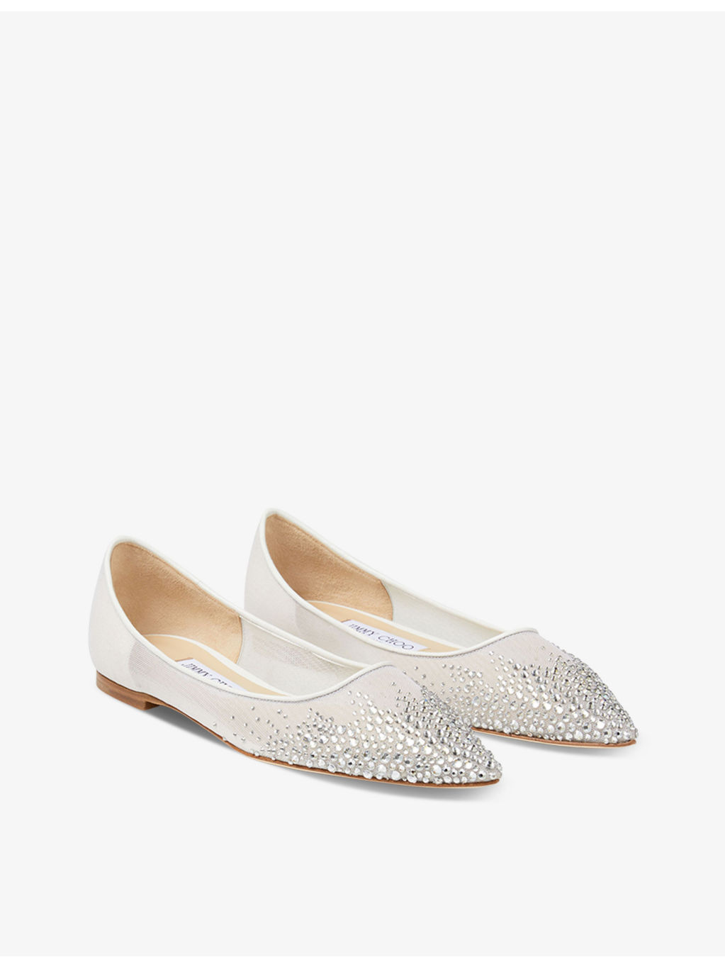 Love crystal-embellished mesh flats - 3
