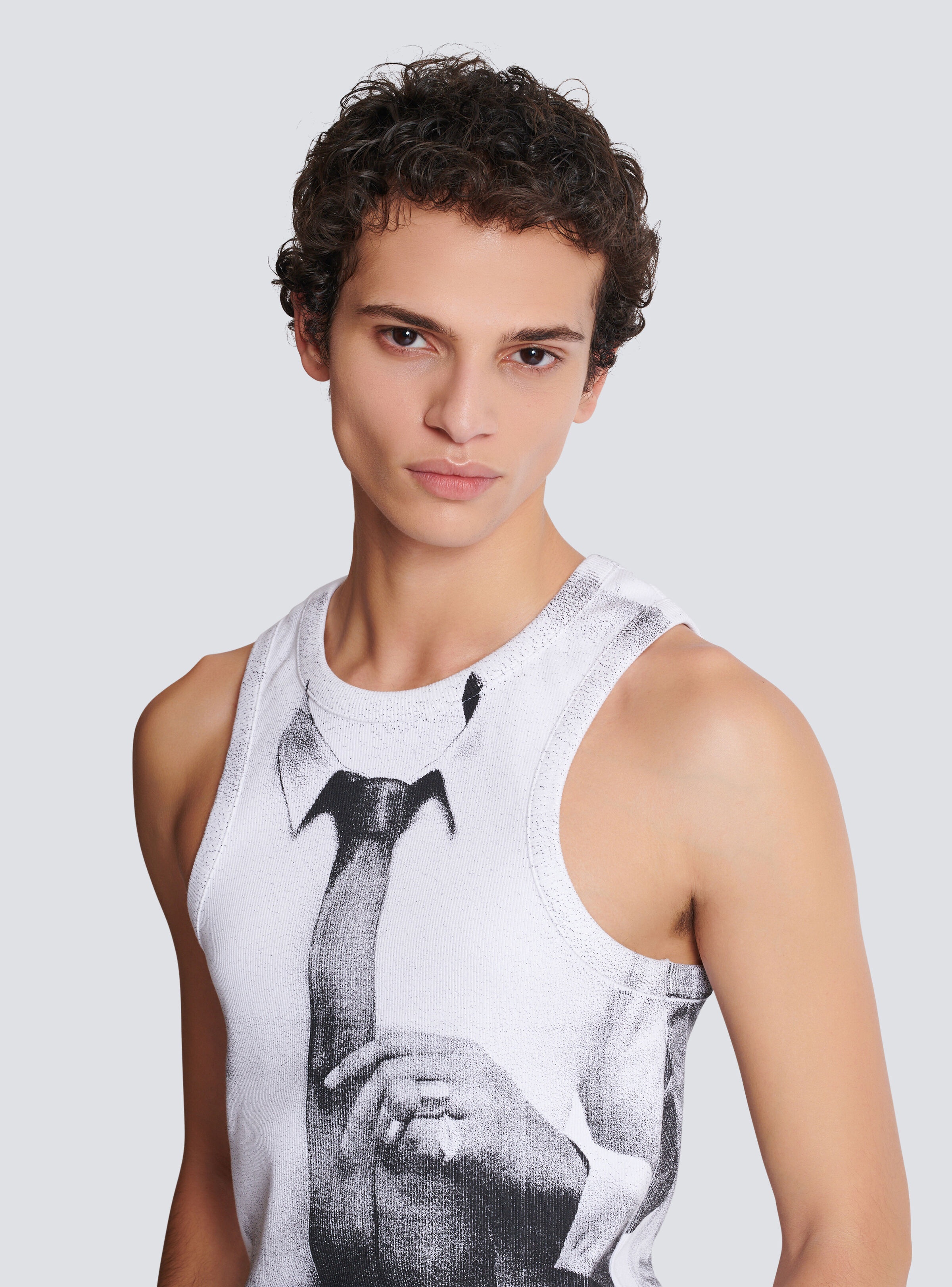 Ribbed tank top with Tie print - 7