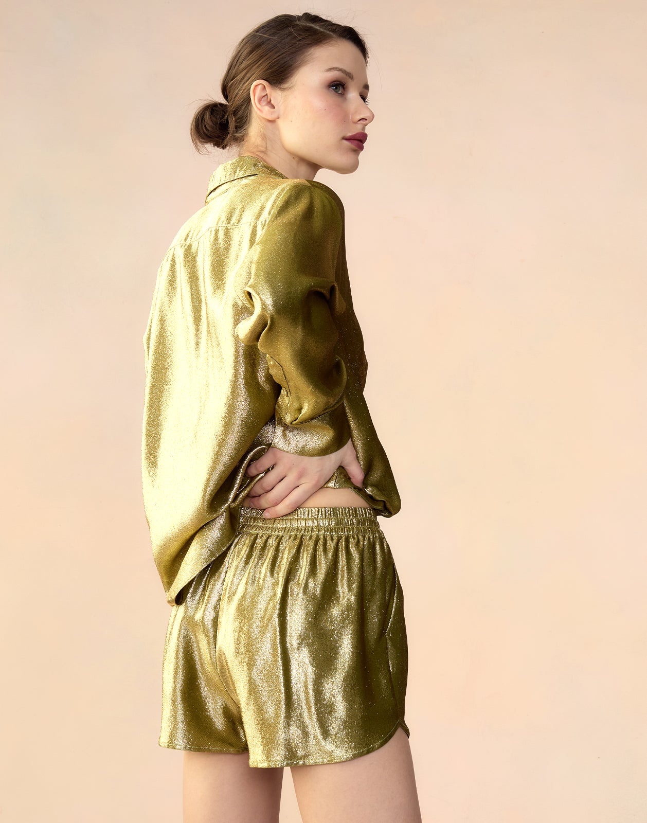 Liquid Gold Lamé Shorts - 6