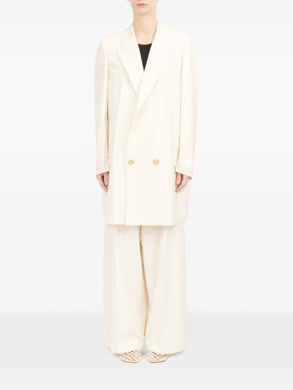oversized pinstripe double-breasted blazer - 2