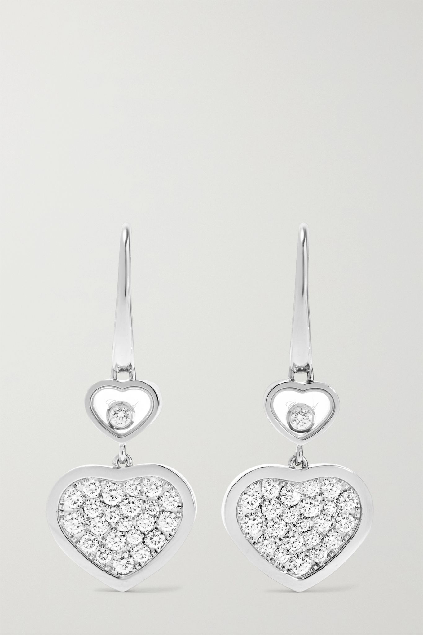  Happy Hearts 18-karat white gold diamond earrings    - 1