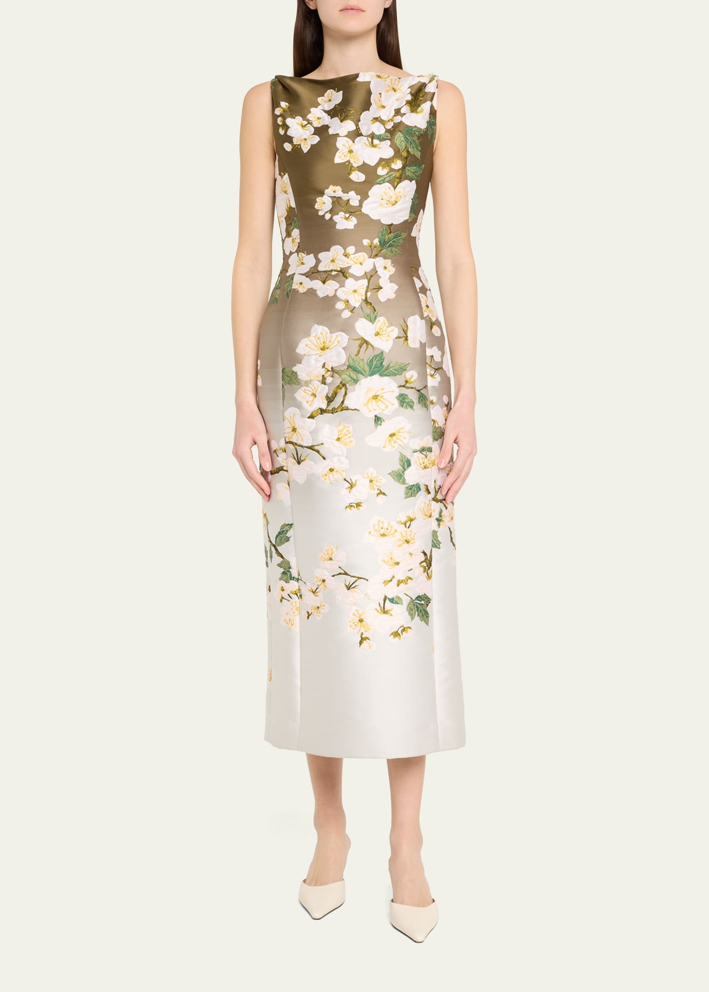 Cherry Blossom Jacquard Ombre Dress - 2