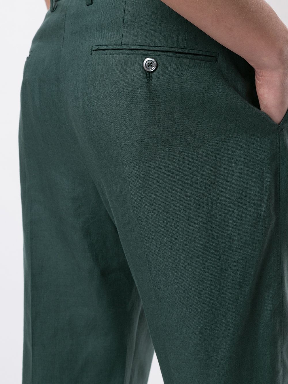 straight-leg linen trousers - 5