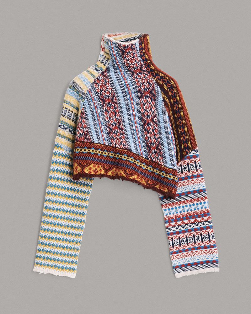 Hollis Wool Fair Isle Turtleneck Cropped Fit Sweater 1