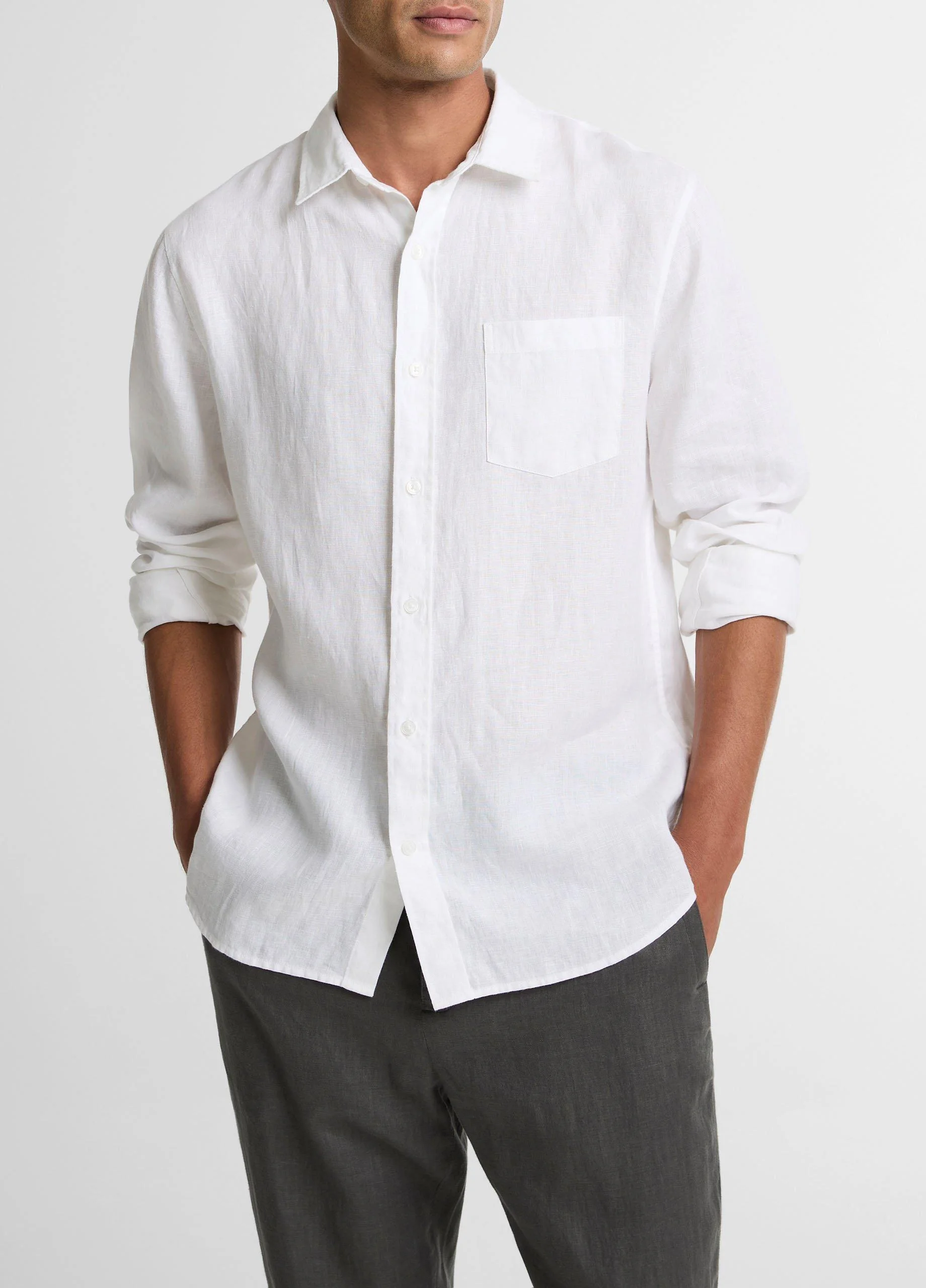 Linen Button-Front Shirt - 1