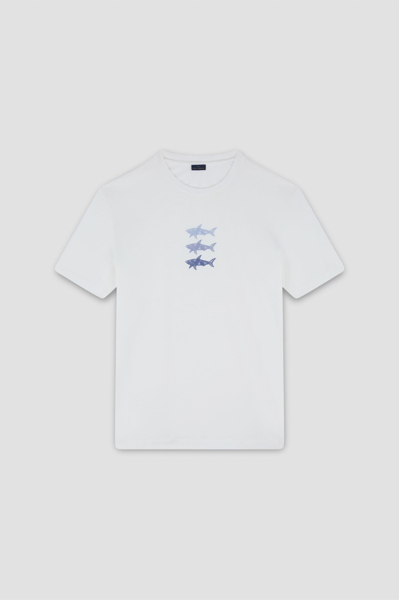 COTTON JERSEY T-SHIRT WITH SHARKS PRINT - 1