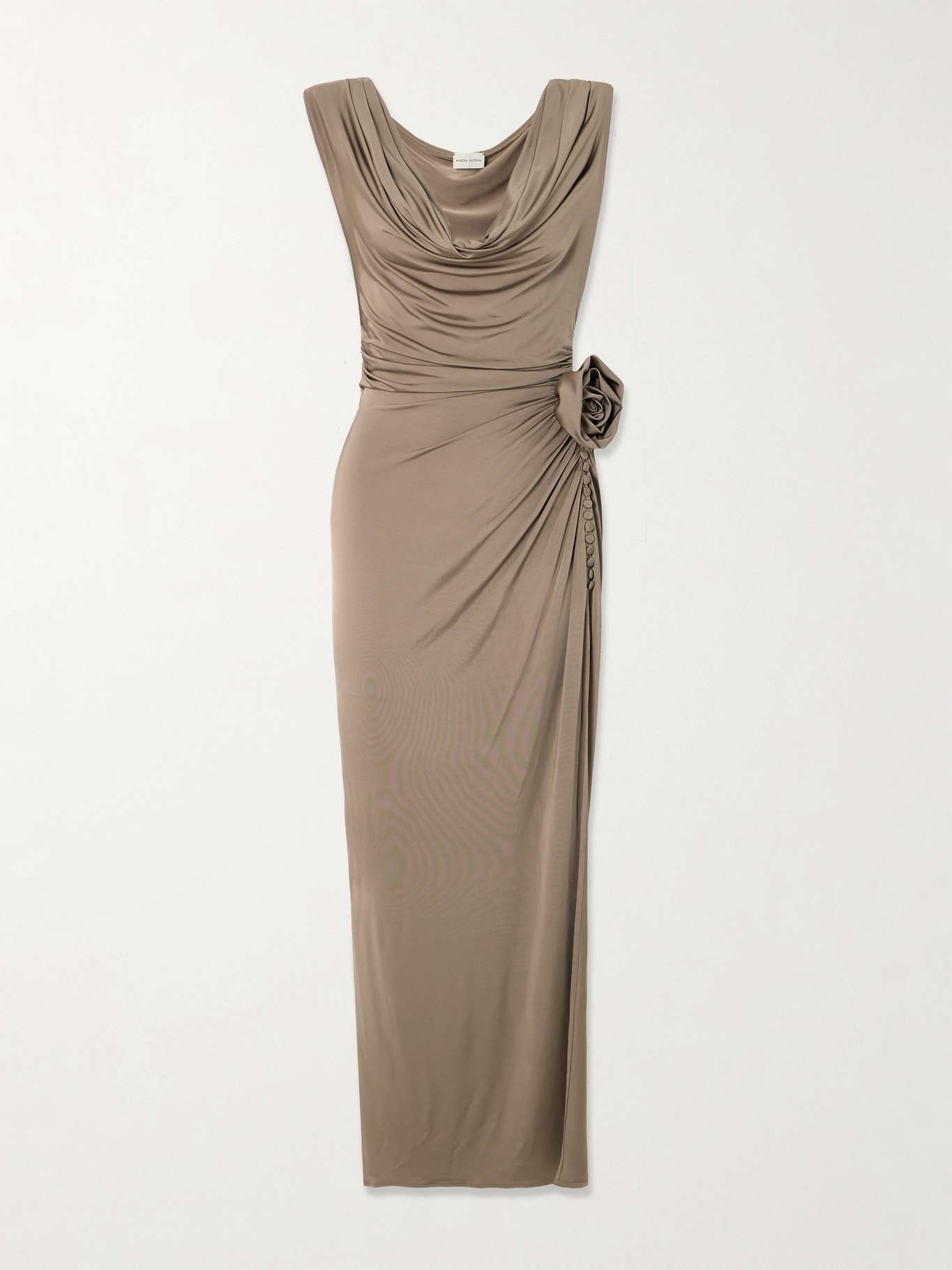 Appliquéd draped satin-jersey maxi dress - 1