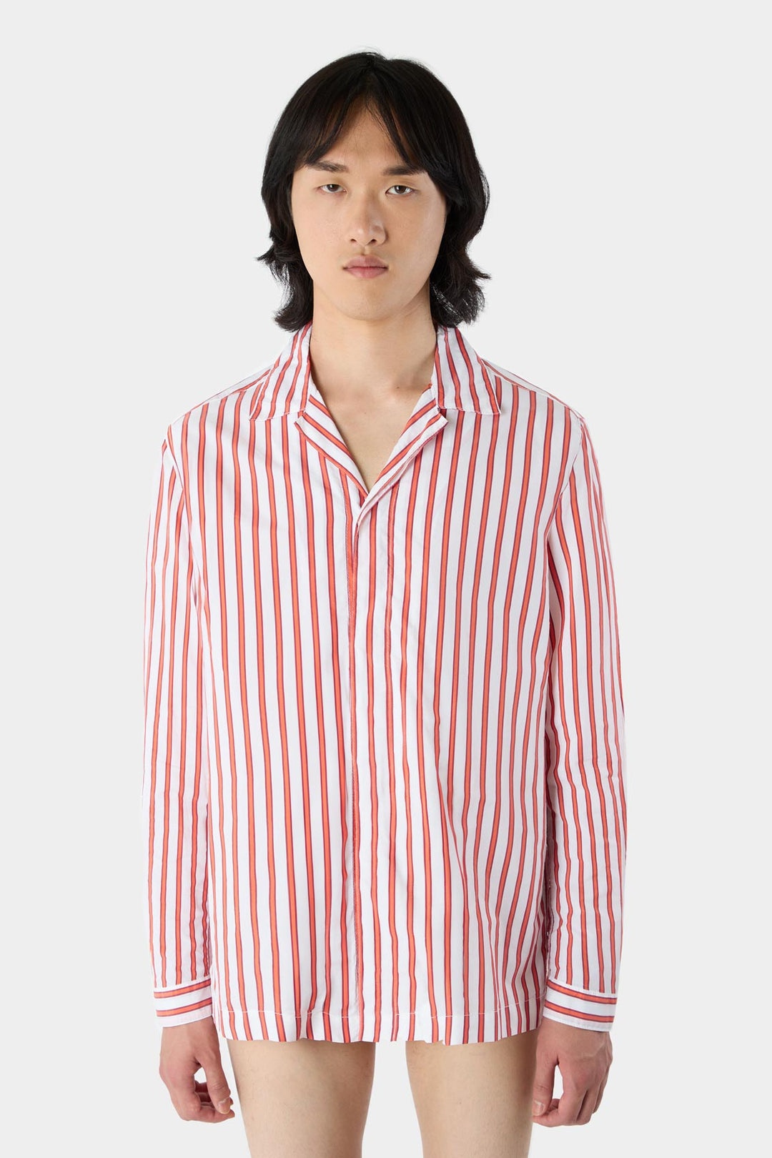 REGULAR SHIRT / cream & red stripes - 2