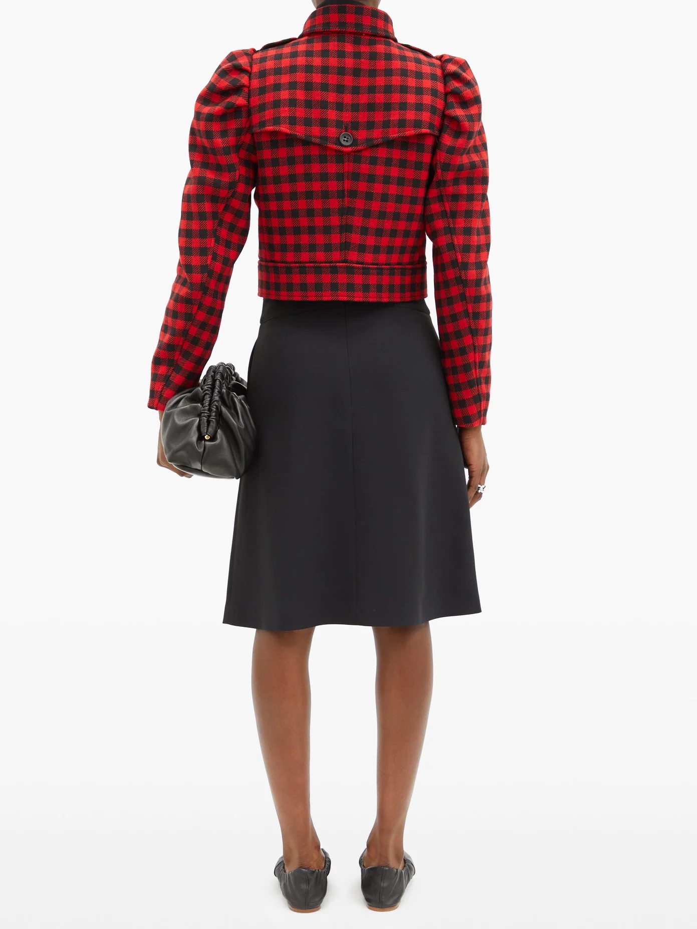 Cropped double-breasted houndstooth jacket - 5