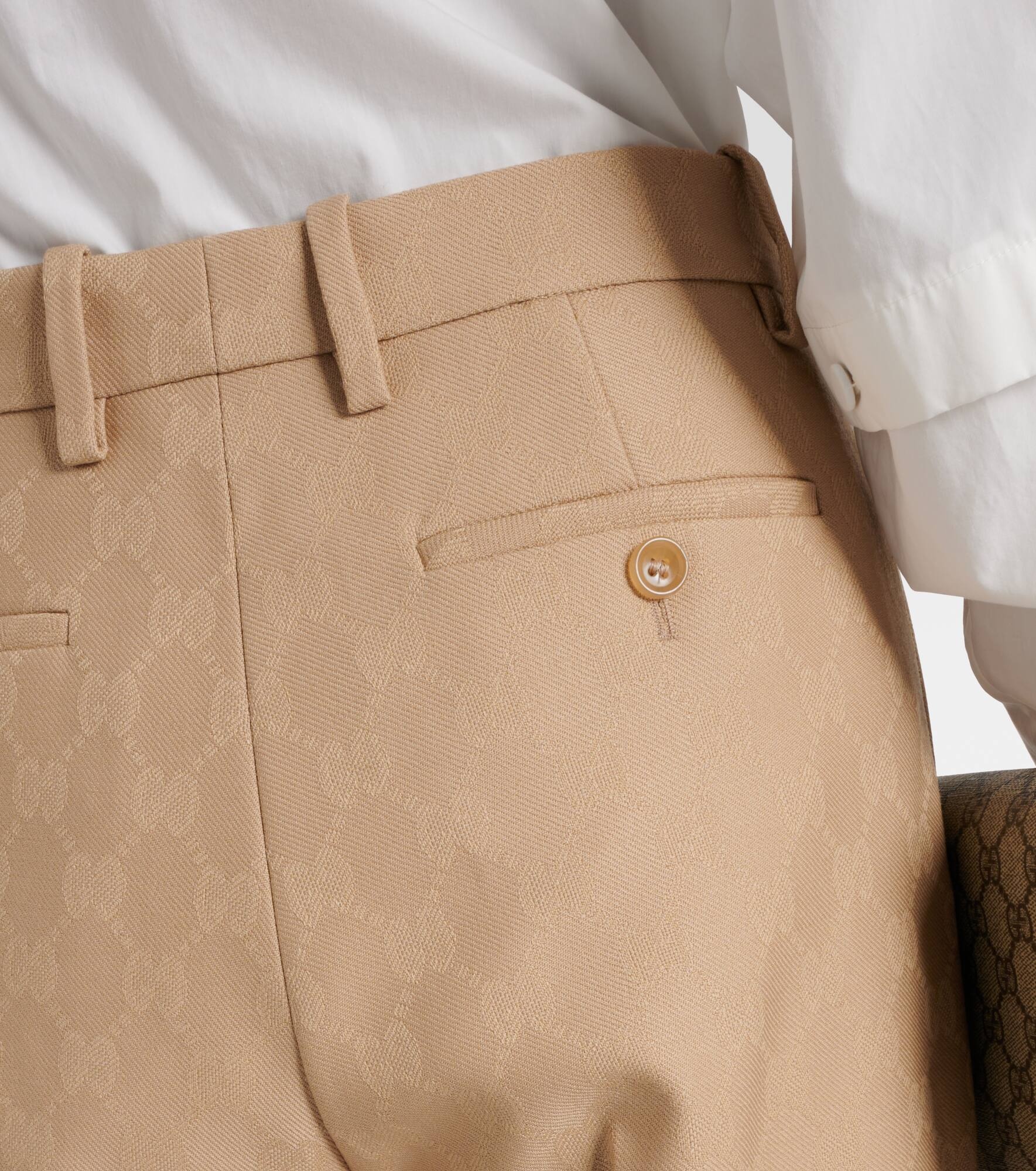 GG wool jacquard straight pants - 6
