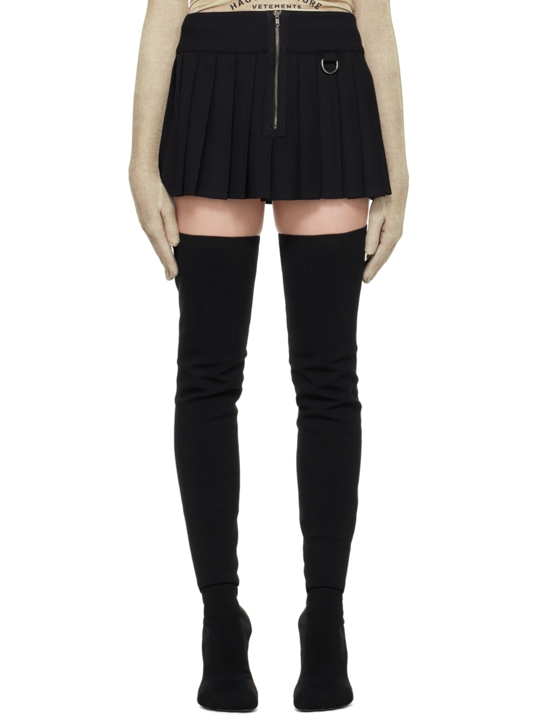 Black Pleated Miniskirt - 1