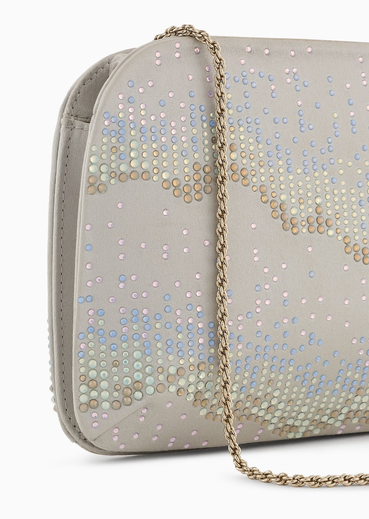 La Prima satin and rhinestone clutch bag with wave motif - 5
