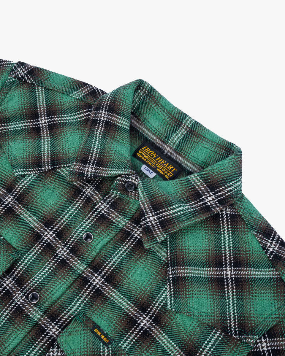 IHSH-405-GRN 12oz Ultra Heavy Flannel Check Western Shirt - Green - 5