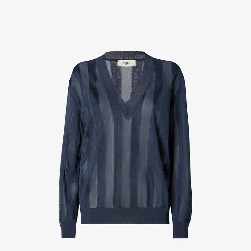 Sweater Navy blue Pequin silk sweater 1