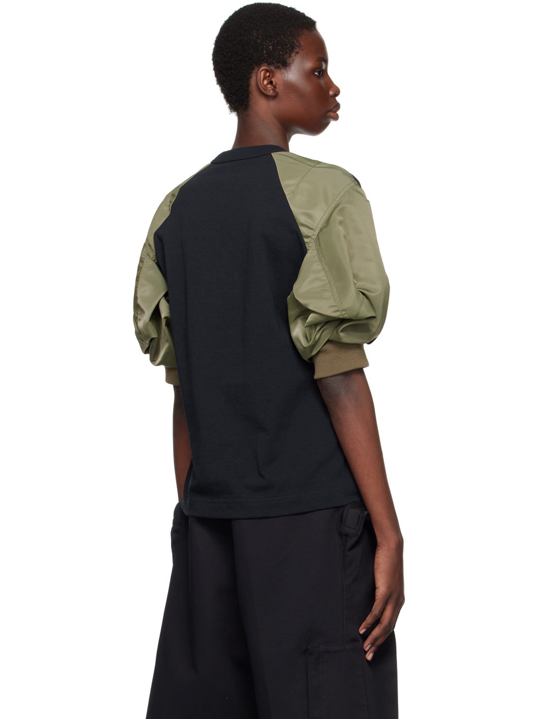 Navy & Khaki Paneled T-Shirt - 3
