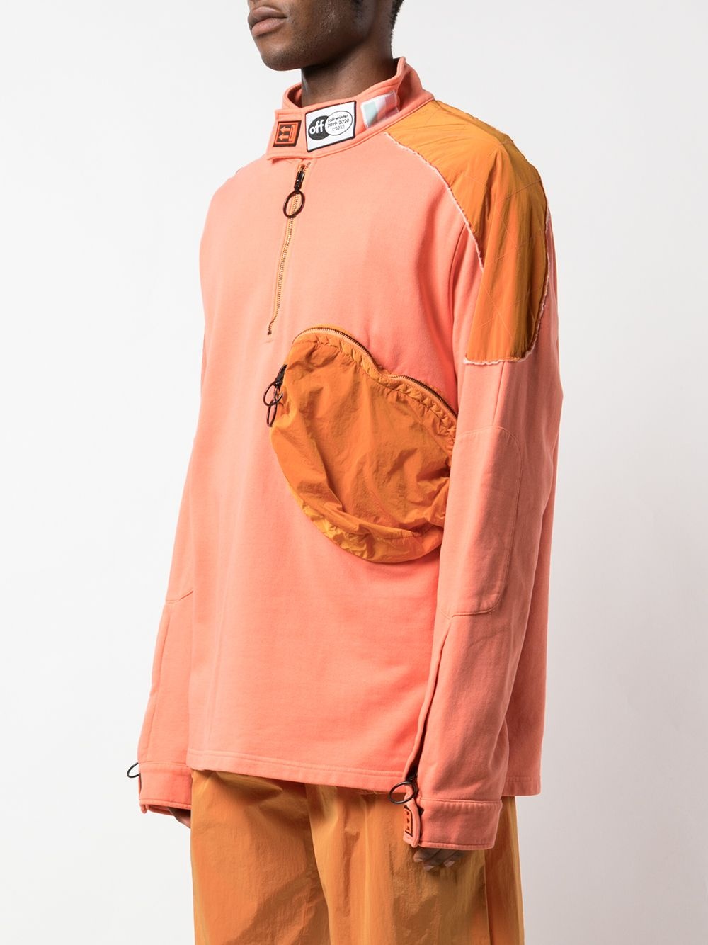 contrast panels turtle neck sweatshirt - 3