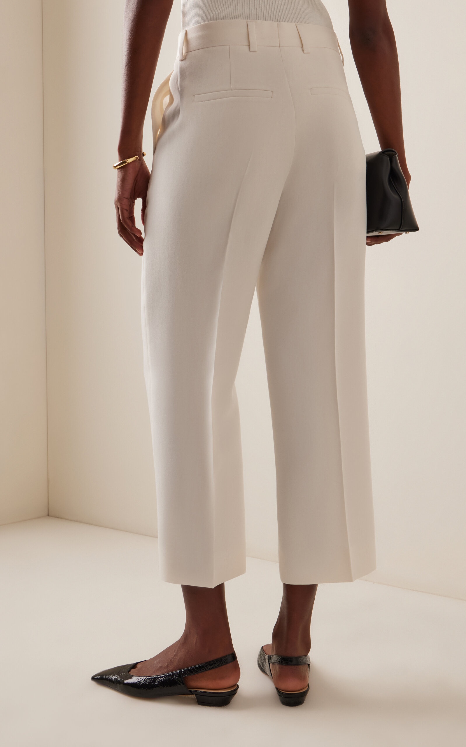 Cropped Straight-Leg Trousers off-white - 4