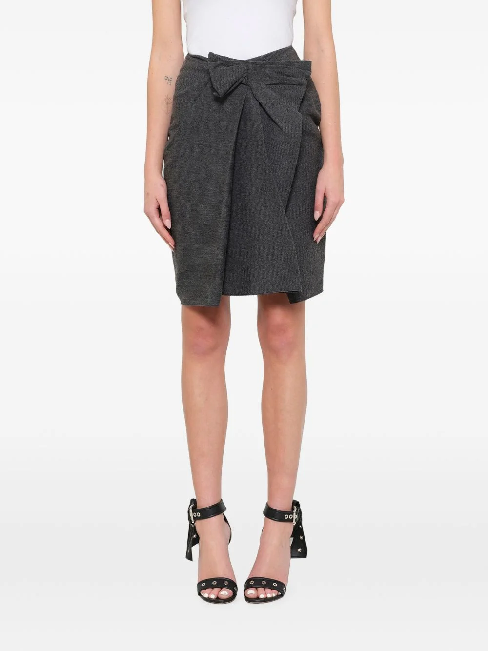 bow-detail pleated skirt - 1