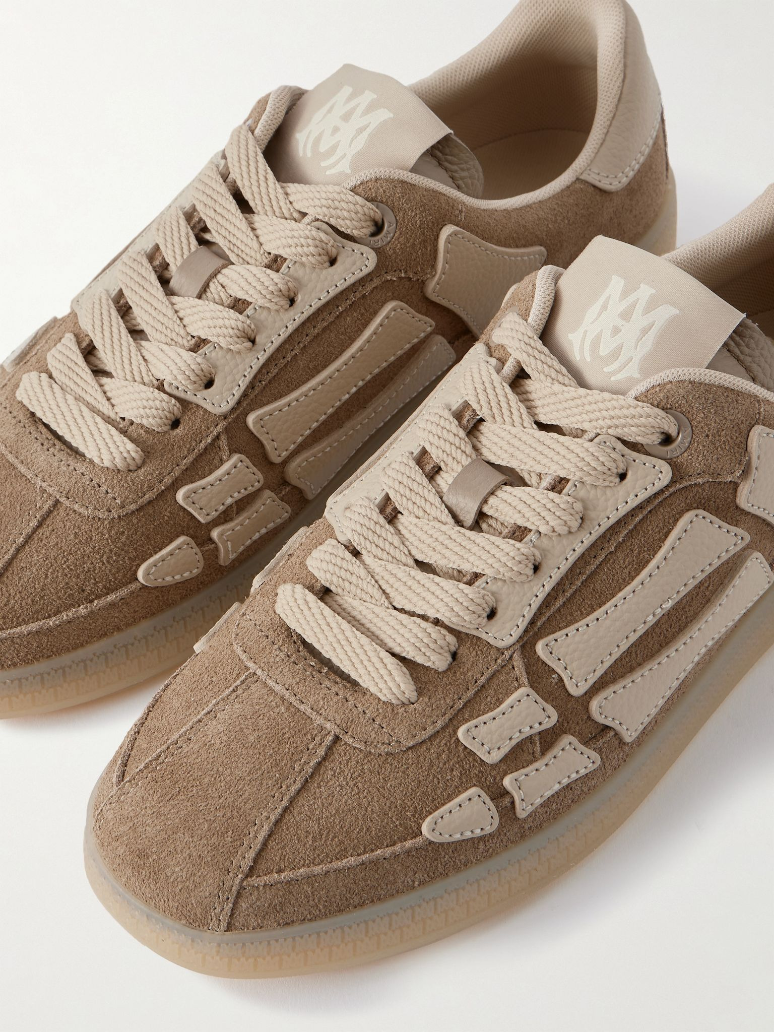 Pacific Bones Appliquéd Suede and Full-Grain Leather Sneakers Brown - 5