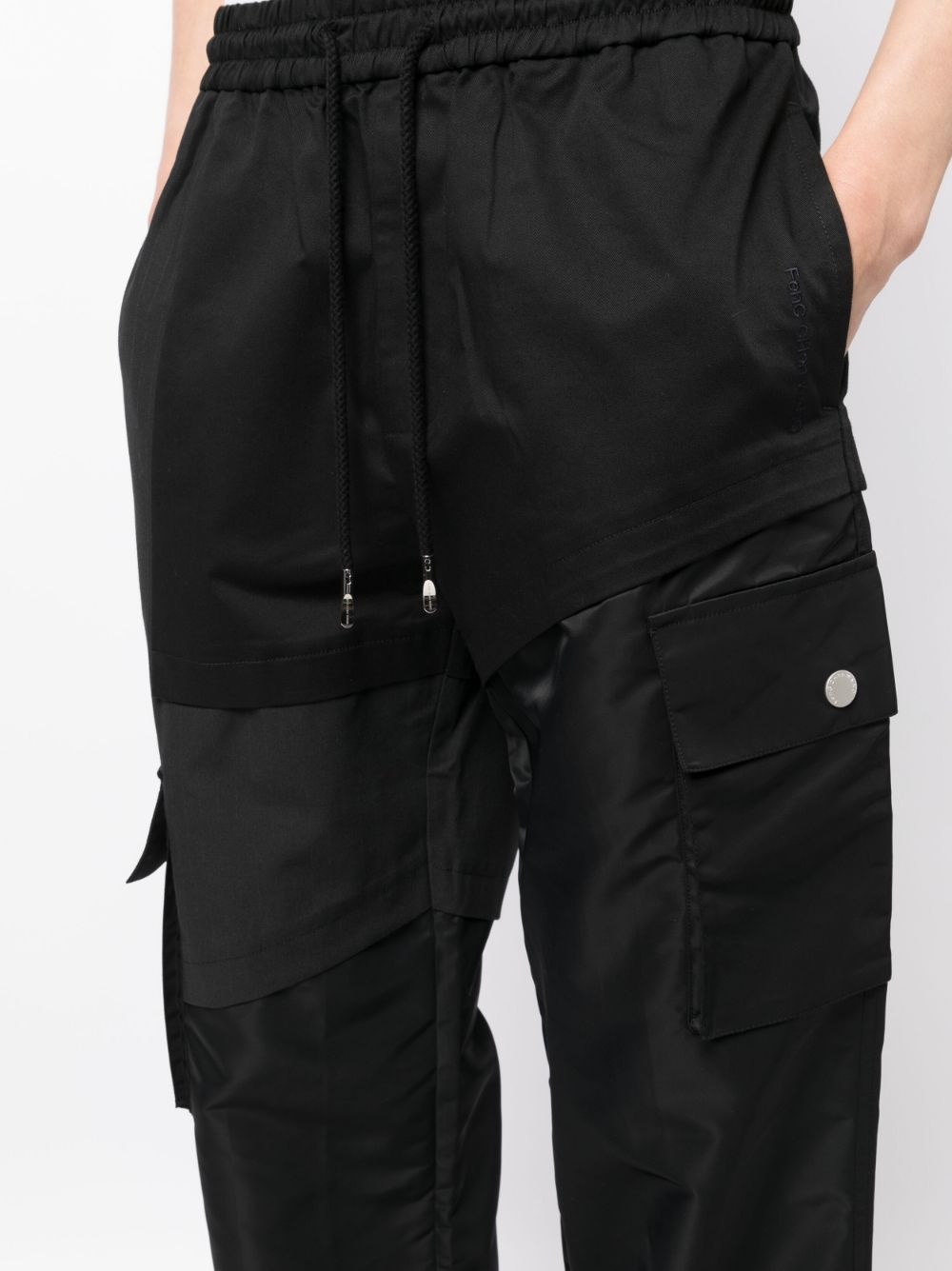 panelled drawstring wide-leg trousers - 5