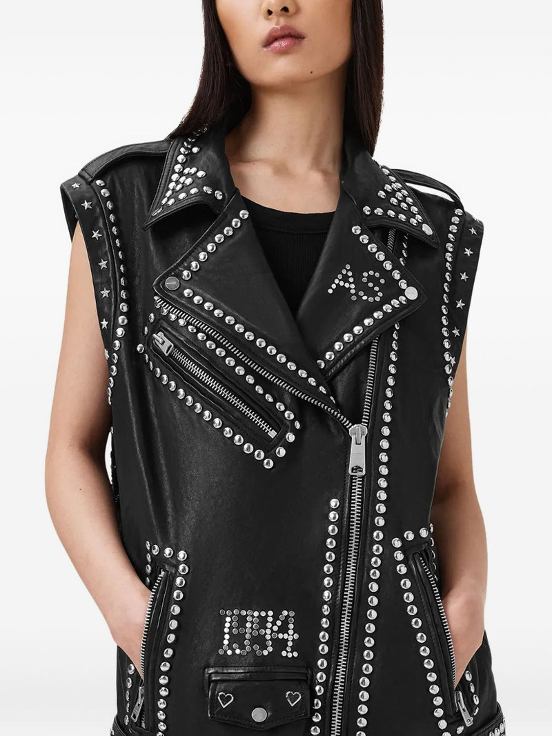 ALLSAINTS studded leather biker vest outlook